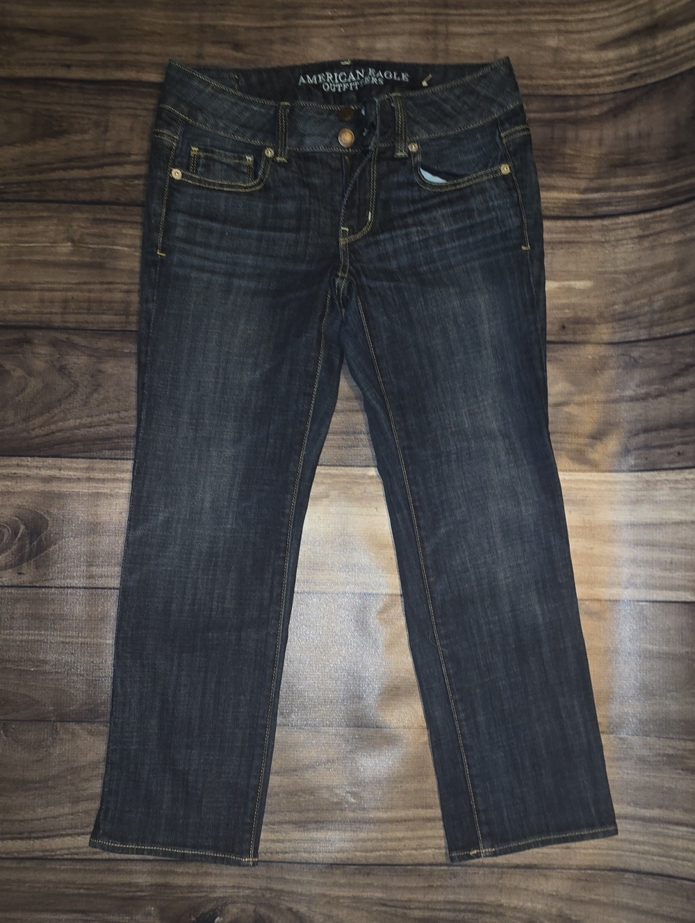 American Eagle Outfitters Women's Dark Wash Jeans - Dark Blue Capri Length